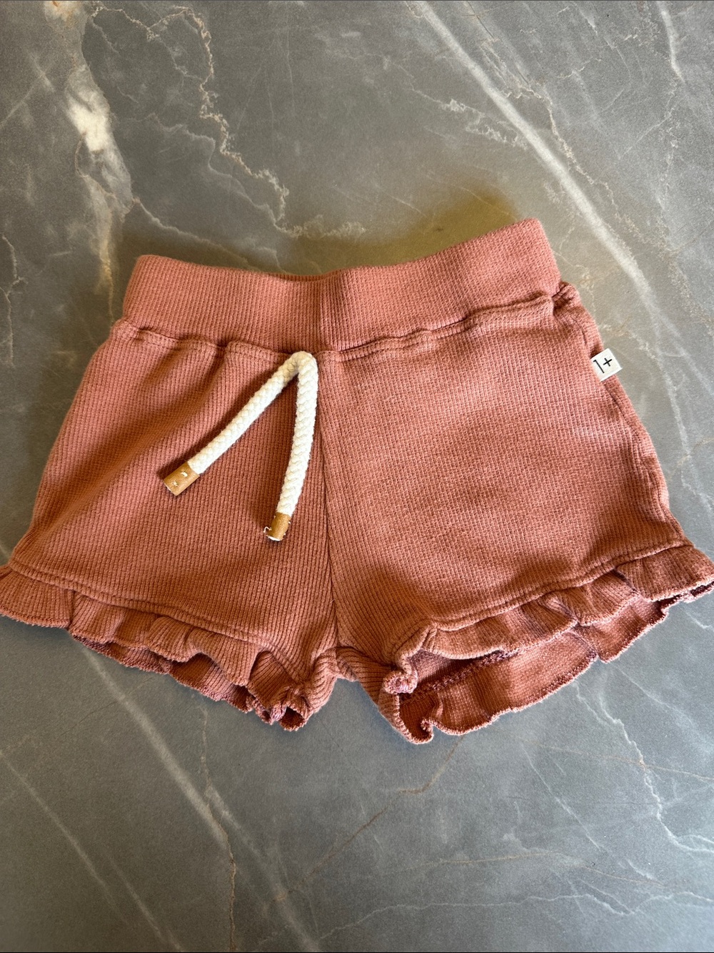 Girls' Knit Ruffle Hem Shorts - Mauve